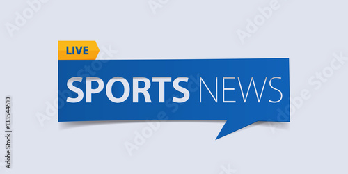 Sport news banner isolated on light blue background. Banner design template. Vector illustration.