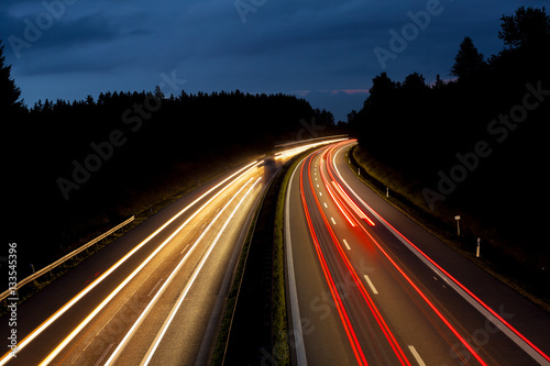 view of a highway in the night