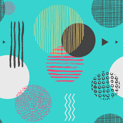 Sierkussen Turquoise patronen Retro geometrisch patroon jaren 90  © FoxyImage