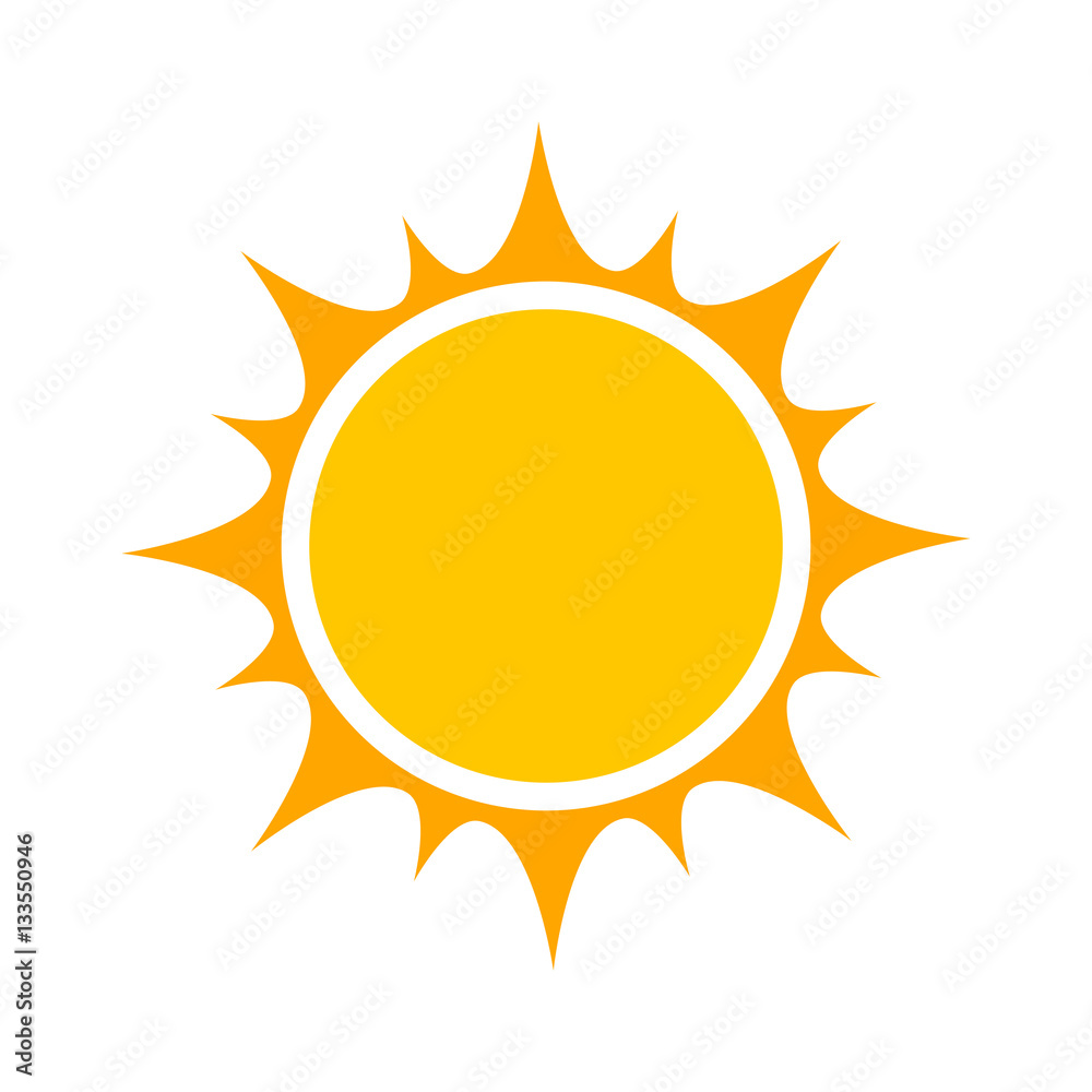 Flat design sun icon Flat design sun icon