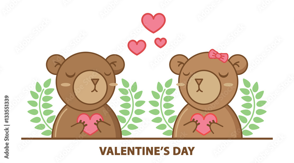 Cute couple bear holding heart isolated on white background. Cute couple bear holding heart isolated on white background.