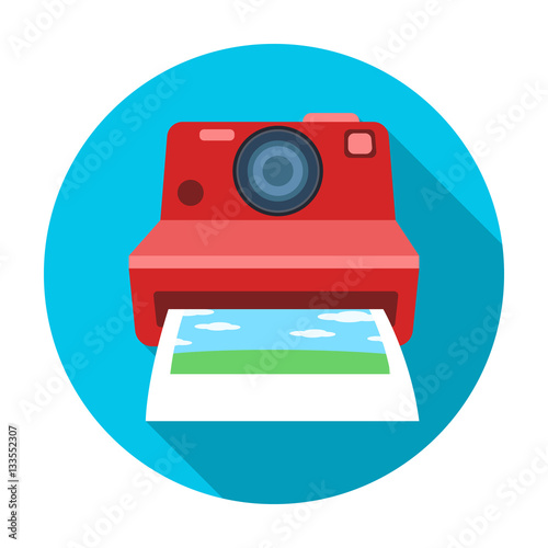 Retro photocamera icon in flat style isolated on white background. Hipster style symbol stock vector illustration.
