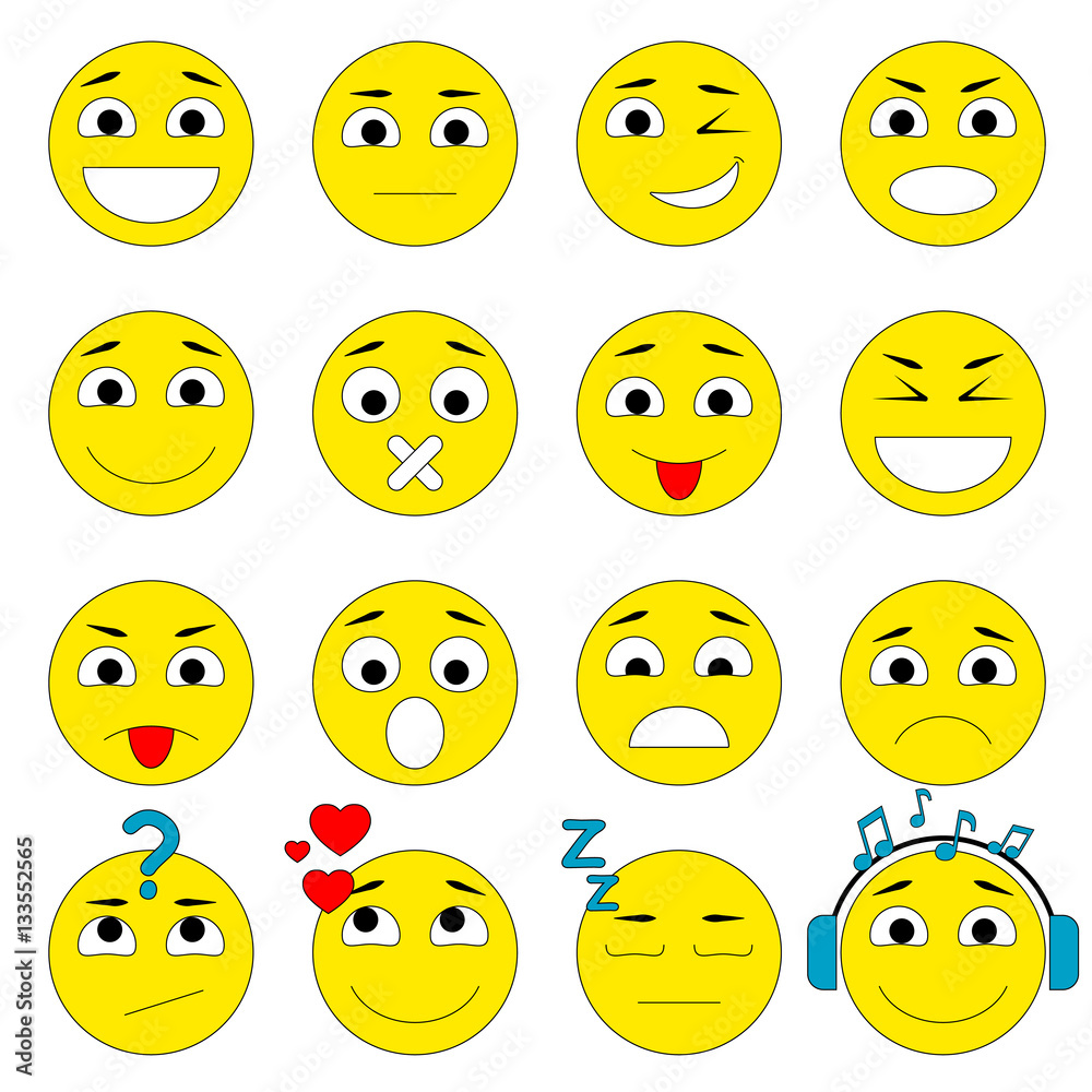 Fototapeta premium Set of Emoticons. Emoji icons pack. Isolated vector illustration