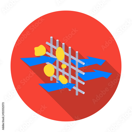 Water filtration through carbonic filter icon in flat style isolated on white background. Water filtration system symbol stock vector illustration.
