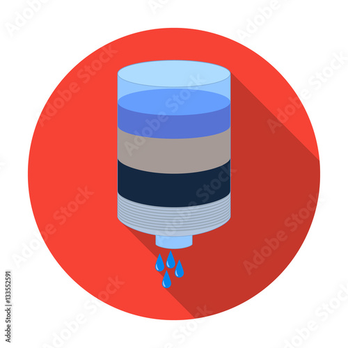 Water filter cartridge icon in flat style isolated on white background. Water filtration system symbol stock vector illustration.