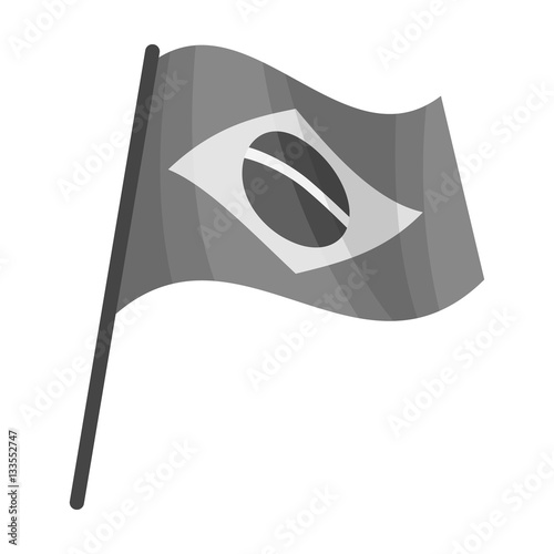 Flag of Brazil icon in monochrome style isolated on white background. Brazil country symbol stock vector illustration.