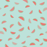Seamless pattern with watermelons. Vector.