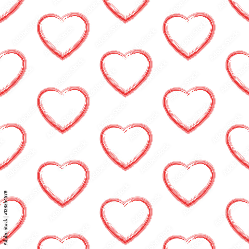 Hand drawn hearts on white background. Seamless pattern. Vector illustration.