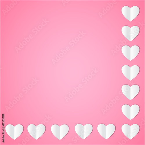 White paper heart on pastel pink background. Vector illustration. © Karolina Madej