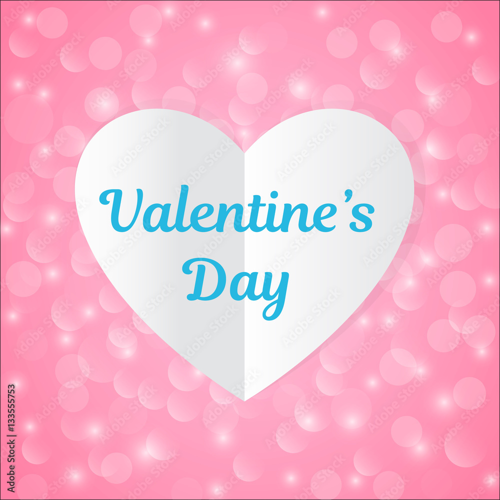 Paper heart on pink background. Vector.