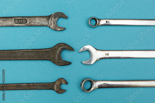 Background of old wrenches