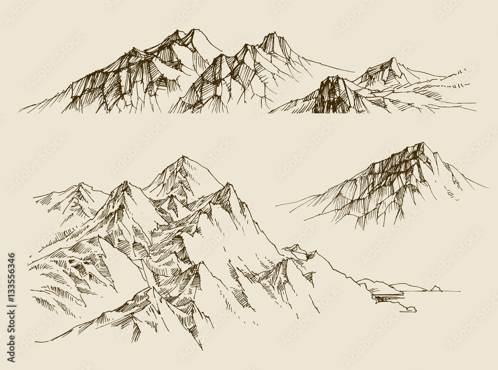Mountains ranges set. A collection of nature design elements