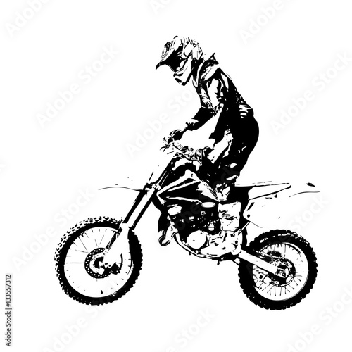 Rider participates motocross championship. Vector illustration