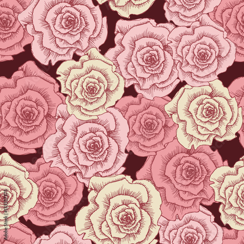 Vintage pink roses seamless pattern. Template for printing