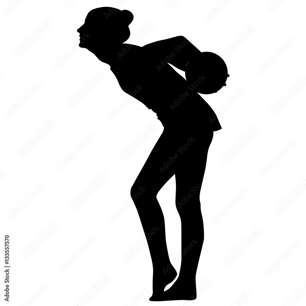 Silhouette girl gymnast with the ball. Vector illustration Silhouette girl gymnast with the ball. Vector illustration