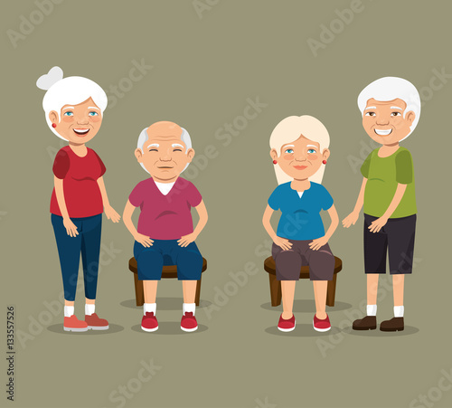 grandparents with sport clothes vector illustration design