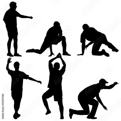 Set black silhouettes man on white background. Vector illustration