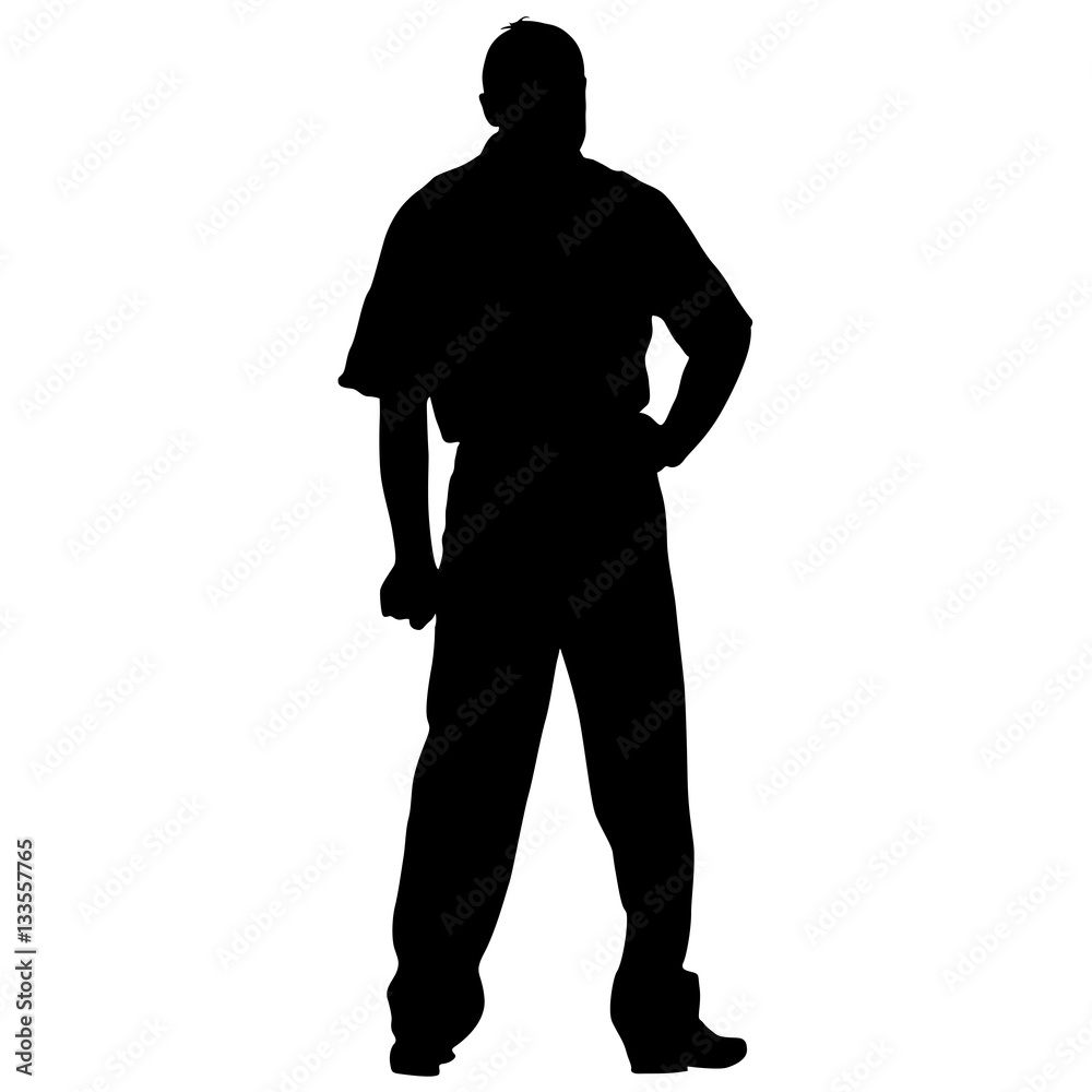 Black silhouettes man on white background. Vector illustration