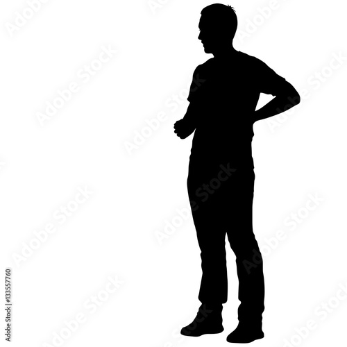 Black silhouettes man on white background. Vector illustration