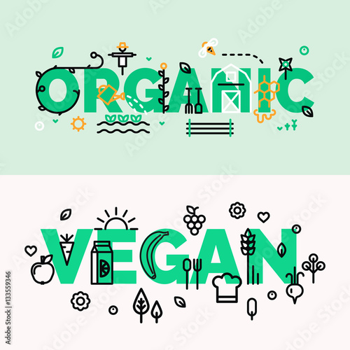 Organic and vegan food banners.