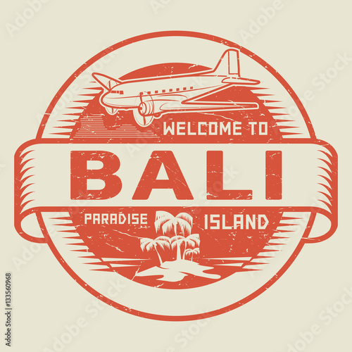 Stamp with the text Welcome to Bali, Paradise island