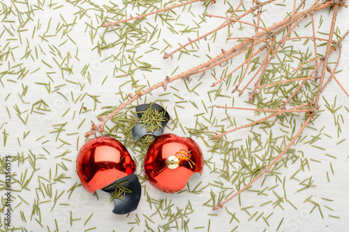 Dry branches of spruce and broken ball