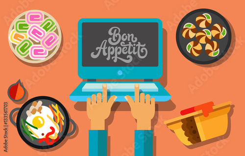 Bon Appetit Lettering on Laptop Screen