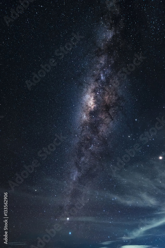 Vertical Milky way galaxy at night.