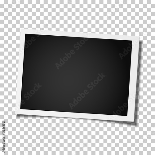 Retro realistic vector photo frame placed on transparen background. Template photo design.