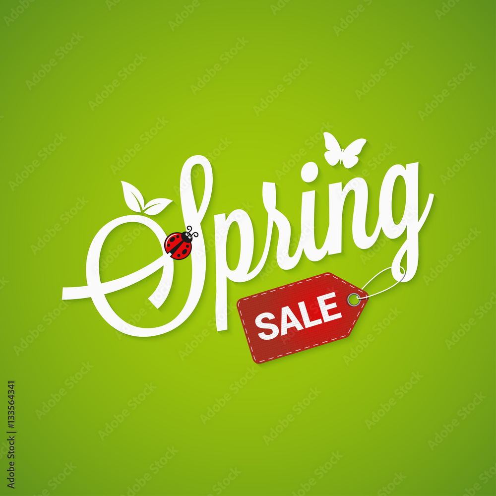 Naklejka premium Spring Sale Lettering Design Background.
