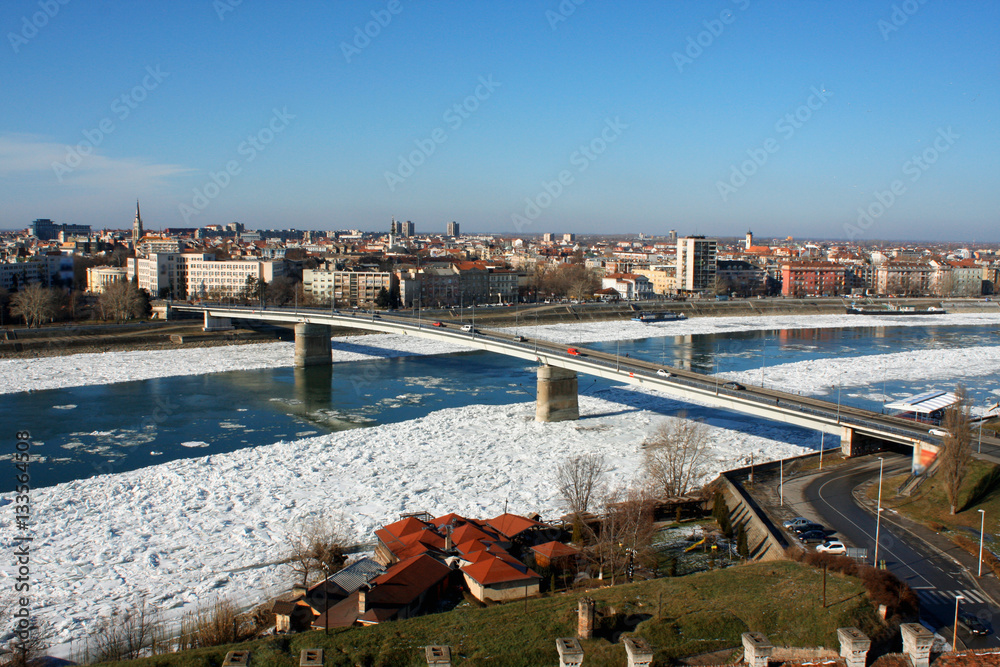 Novi Sad, Serbia after snow storm and heavy fros