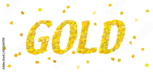 Golden Schriftzug aus goldenen Papierschnipseln, Vektor