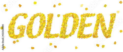 Golden Schriftzug aus goldenen Papierschnipseln, Vektor