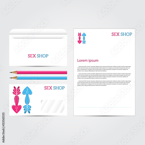 XXX sex shop salon  white Corporate concept identity template set. Business stationery mock-up. Branding design. Vector illustration.