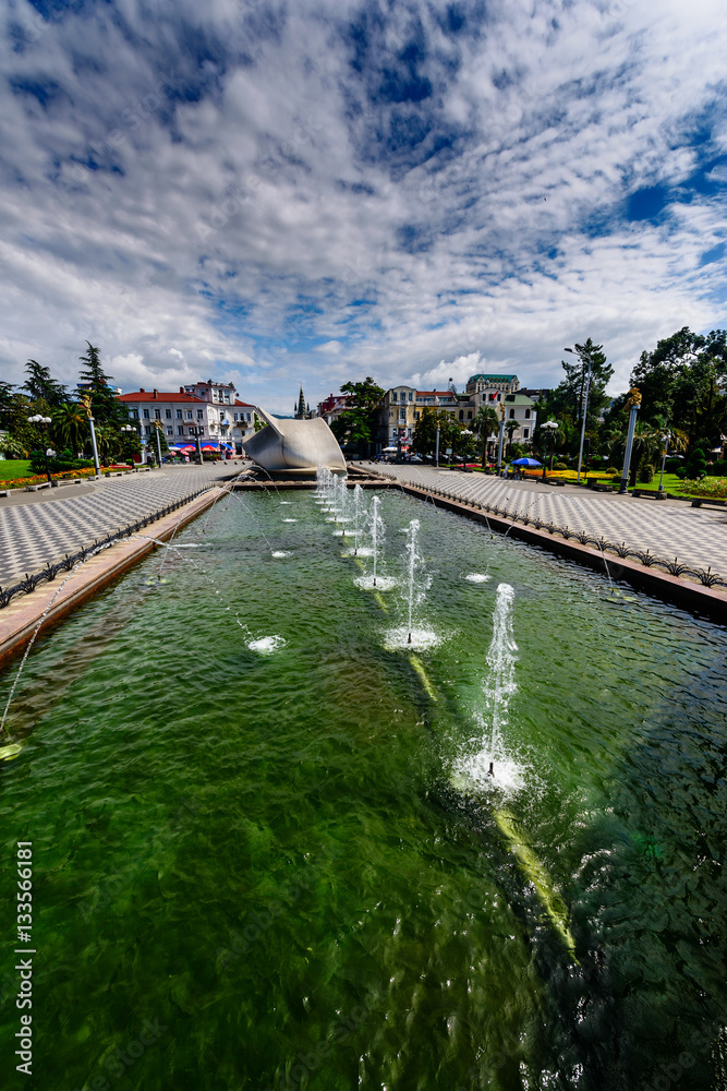 Beautiful fountains on Batumi boulevard