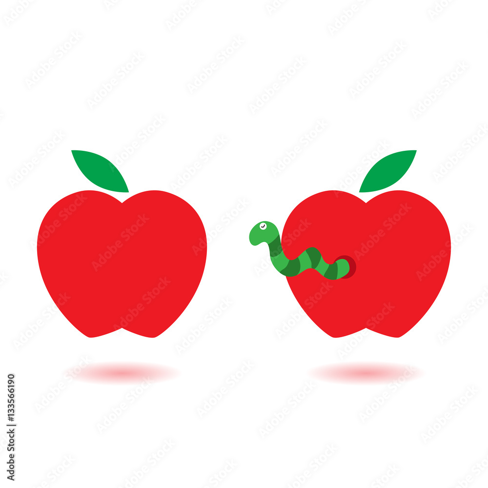Fototapeta premium good Apple and an Apple with a worm