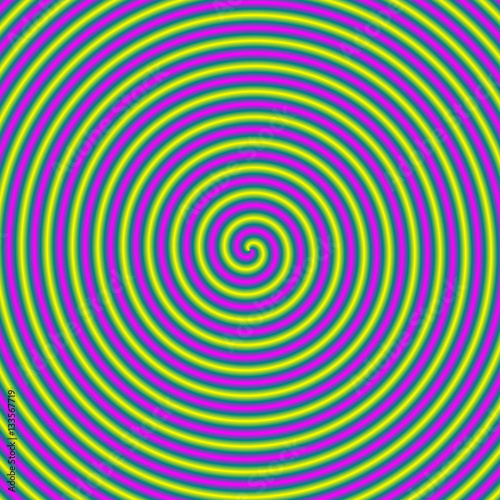 Candy Swirl Spiral / A digital fractal image with a candy stripe spiral design in yellow, blue, green and pink.