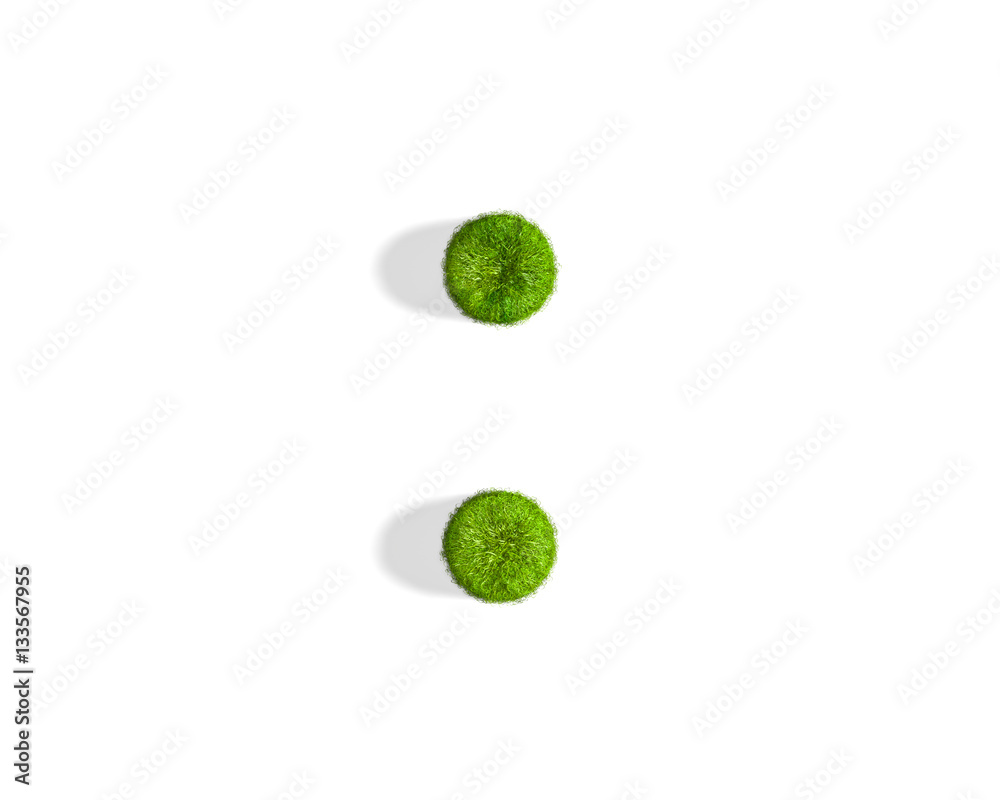 Grass colon punctuation mark from top angle with shadow on ground. Grass colon punctuation mark from top angle with shadow on ground.