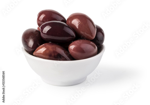 Bowl of marinated kalamata olives photo