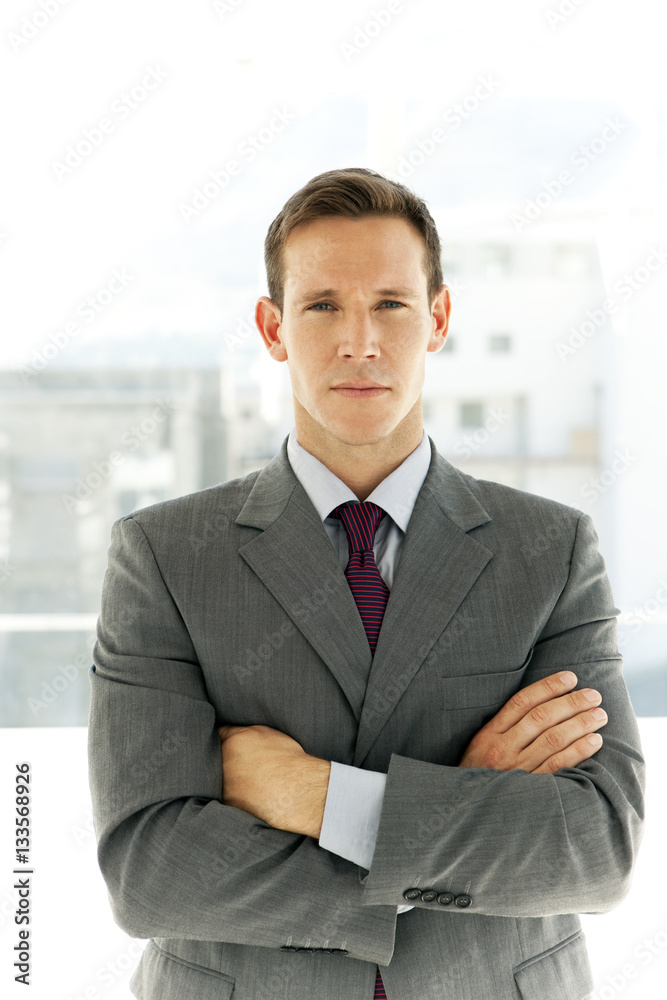 Single Caucasian businessman at work in office Single Caucasian businessman at work in office