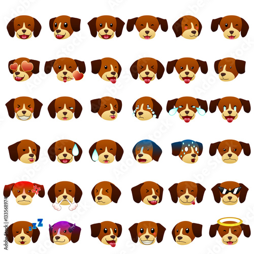Fototapeta Naklejka Na Ścianę i Meble -  Beagles Dog Emoji Emoticon Expression