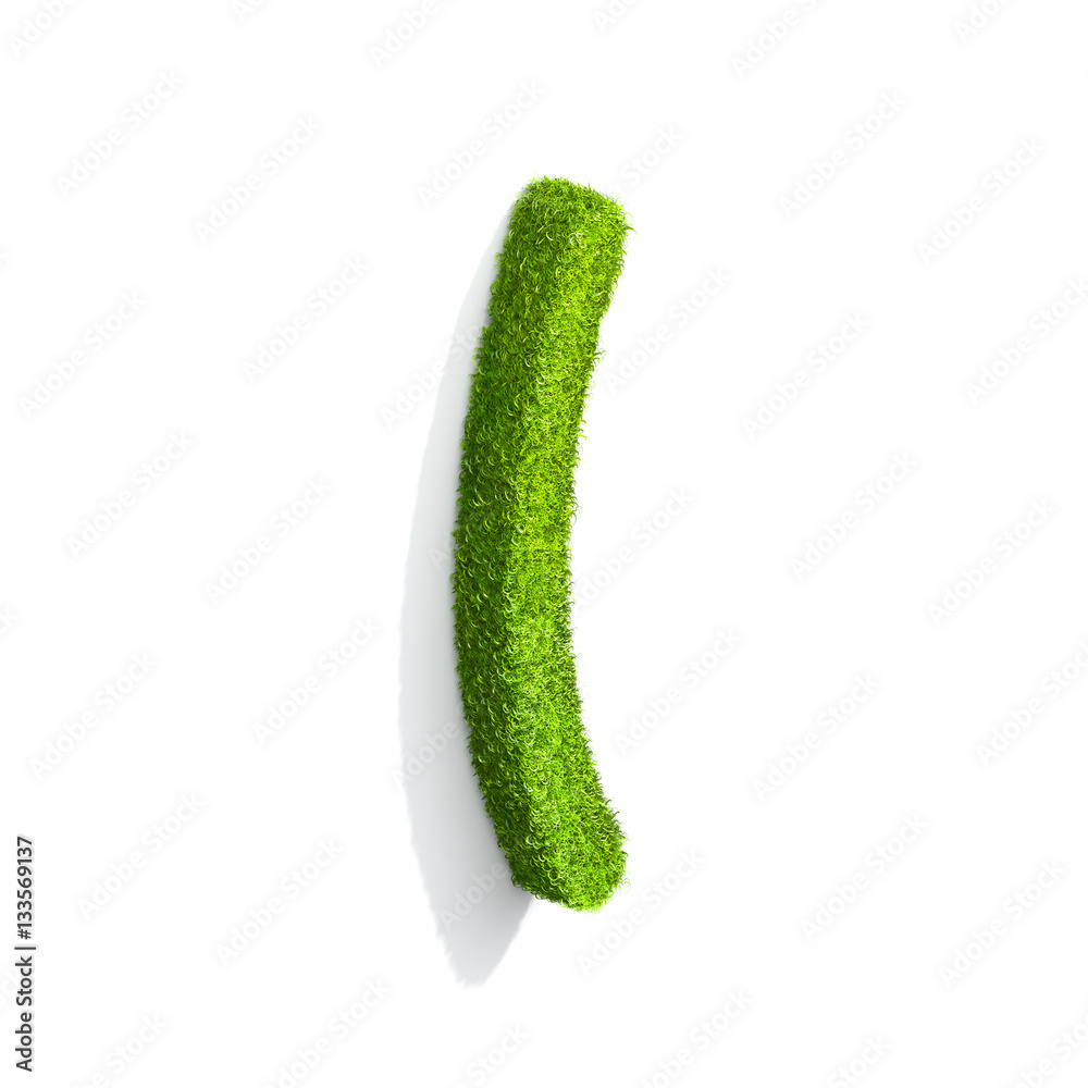 Grass bracket punctuation mark from isometric angle with shadow on ground. Grass bracket punctuation mark from isometric angle with shadow on ground.