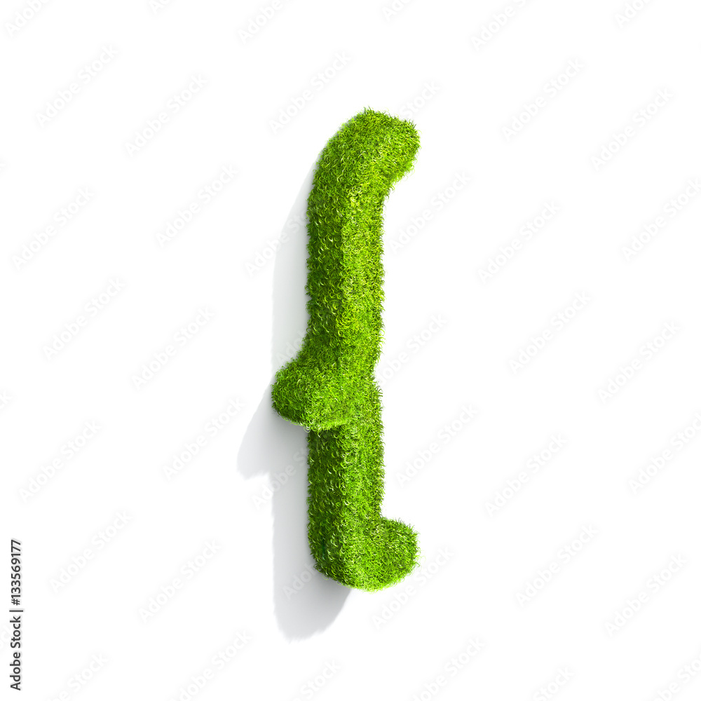 Grass curly bracket punctuation mark from isometric angle with shadow on ground. Grass curly bracket punctuation mark from isometric angle with shadow on ground.