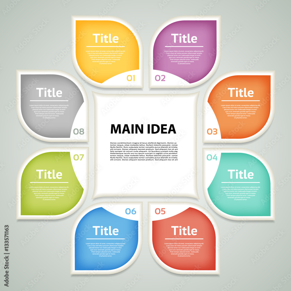 Cyclic diagram with eight steps. eps 10 Adobe Stock