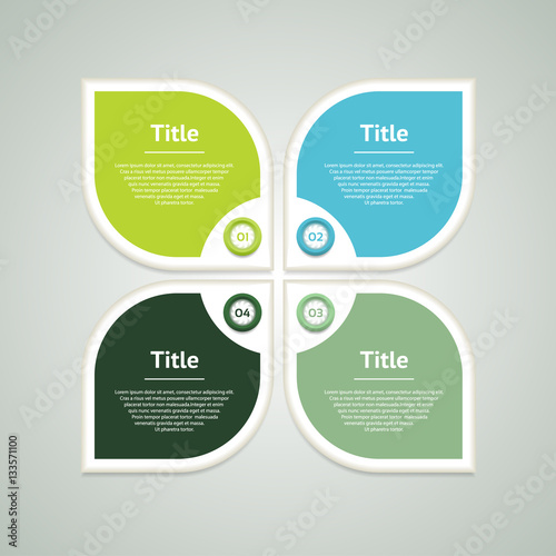 Vector infographic design template. Business concept with 4 options, parts, steps or processes. Can be used for workflow layout, diagram, number options, web design. Data visualization.