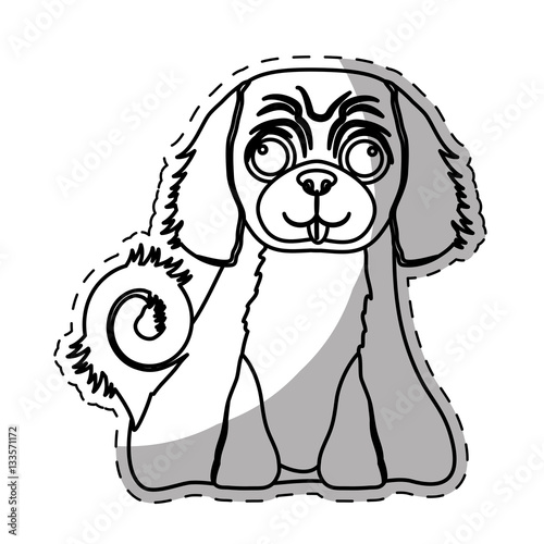 pedigree dog breed icon image sticker  vector illustration design 