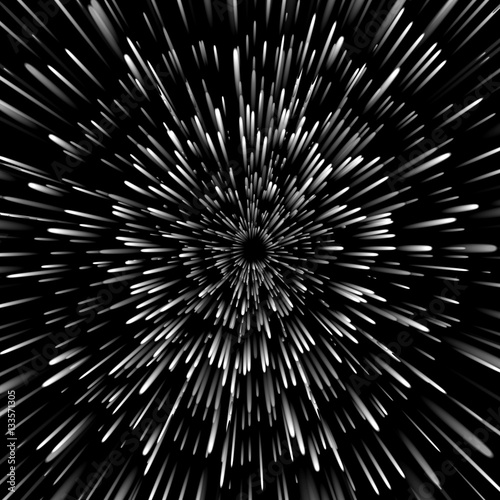 Vector abstract background with Open Space Star Warp or Hyperspace Travel. Big bang illustration.