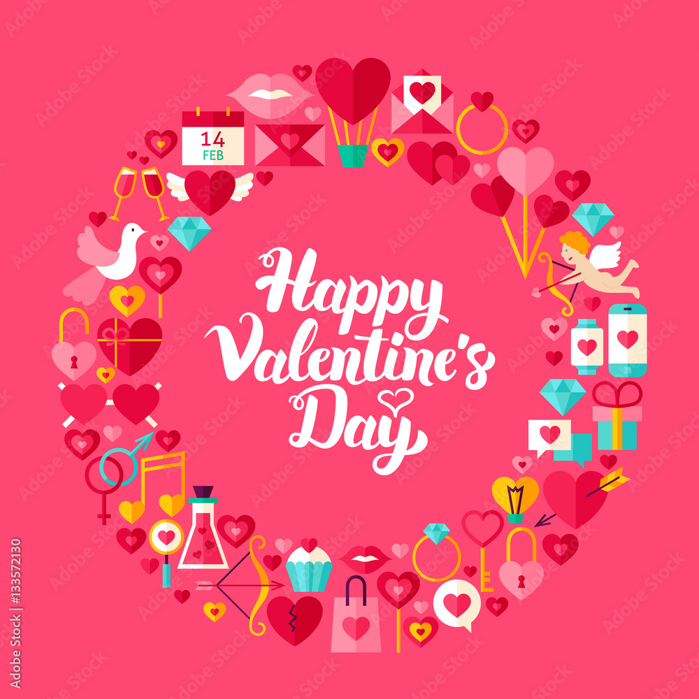 Valentines Day Flat Circle Objects Valentines Day Flat Circle Objects
