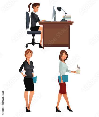 women office business coworkers employee vector illustration eps 10