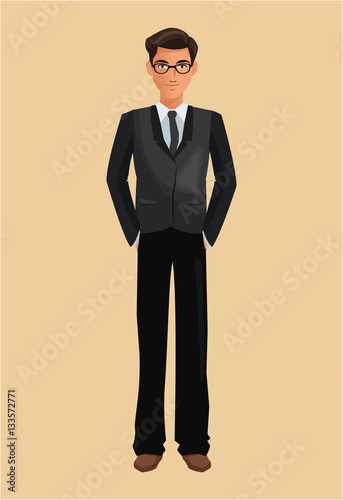 business man suit necktie glasses vector illustration eps 10